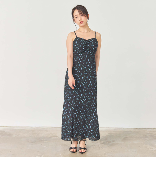 花柄フリルカットキャミワンピース