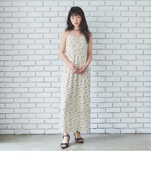 花柄フリル付きキャミワンピース 花柄フリルカットキャミワンピース｜アルシーヴの通販｜&mall（アンド