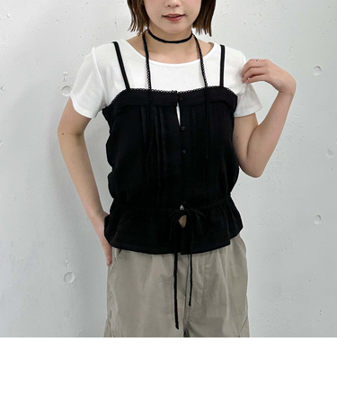 コットンレースピンタックビスチェ
