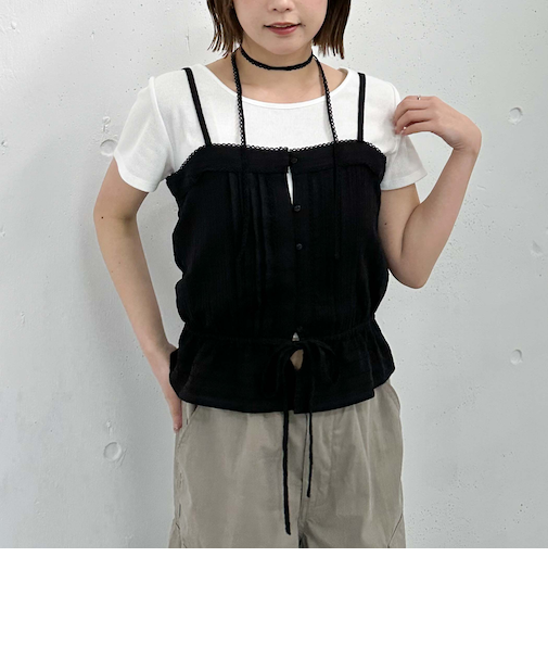 コットンレースピンタックビスチェ