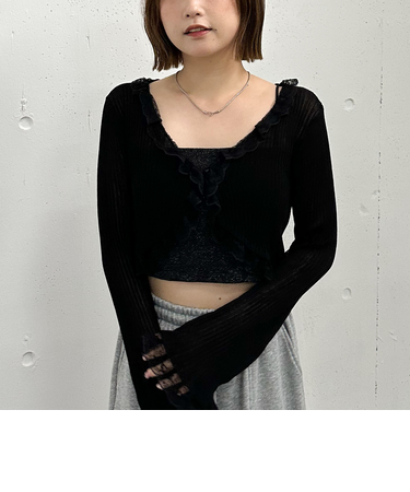 レーストリミングニットカーディガン