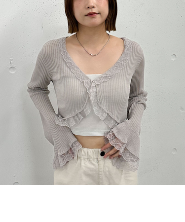 レーストリミングニットカーディガン