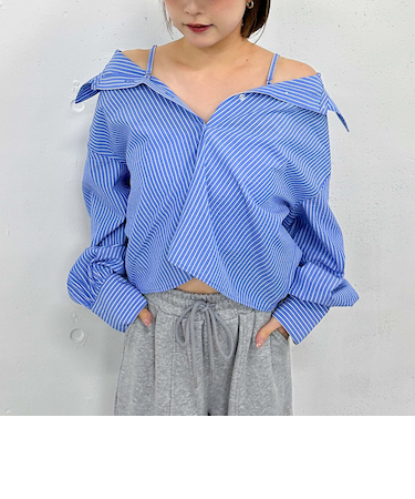 ２ｗａｙオフショルストライプシャツ
