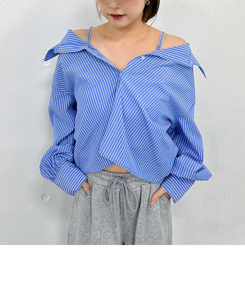 ２ｗａｙオフショルストライプシャツ