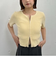 ハーフスリーブＷｚｉｐモールニット