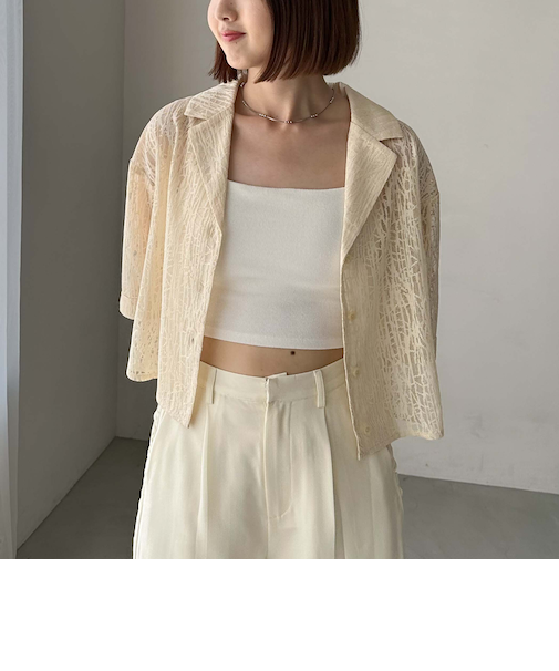 レース開衿ショートシャツ