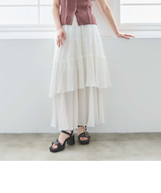 コットン楊柳ティアードスカート