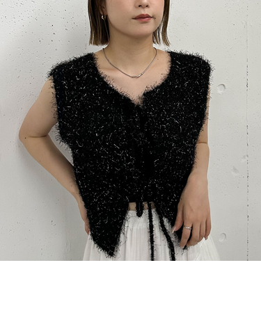 ラメフェザーニットベスト