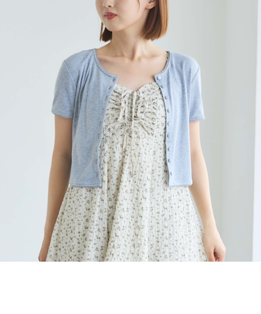 針抜きハーフスリーブカーディガン