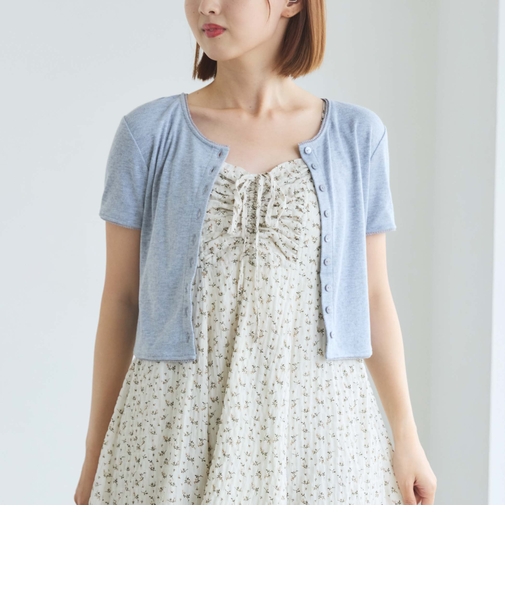 針抜きハーフスリーブカーディガン