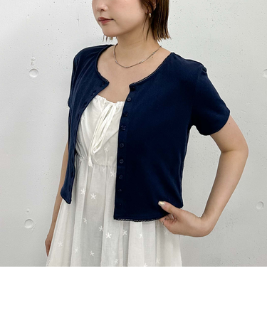 針抜きハーフスリーブカーディガン