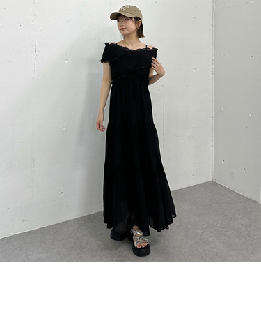 クロスシャーリングオフショルワンピース