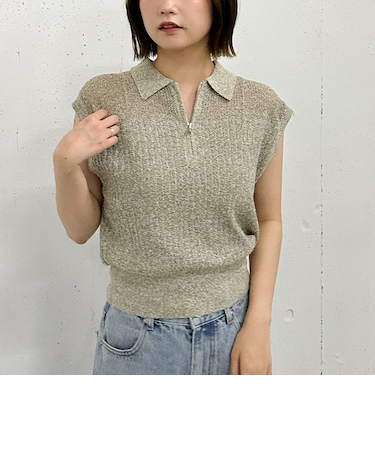 カールヤーンハーフＺＩＰノースリニット