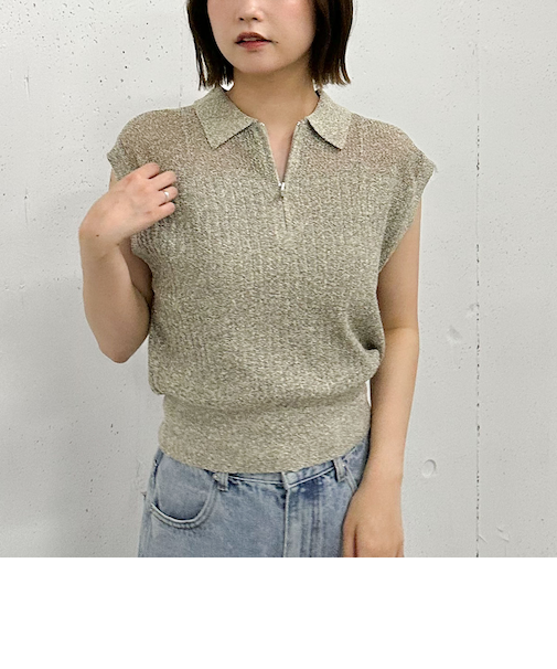 カールヤーンハーフＺＩＰノースリニット