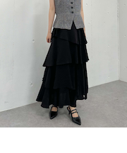 アシメ楊柳シャイニーティアードスカート