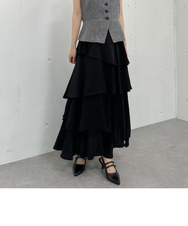 アシメ楊柳シャイニーティアードスカート
