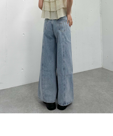 リボン刺繍ワイドデニム／