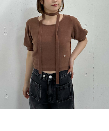 チョーカーミニフェザーパフスリニット