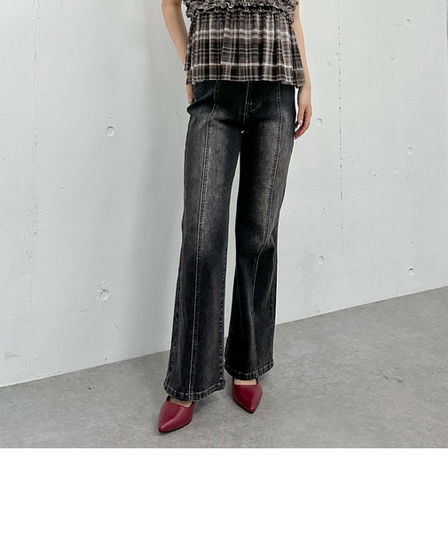 オーバーダイタイトフレアストレッチデニム