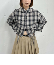 チェックショートドロストシャツ