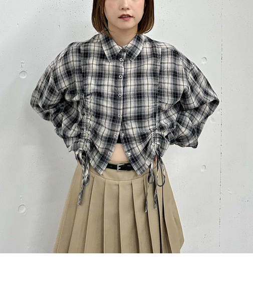 チェックショートドロストシャツ