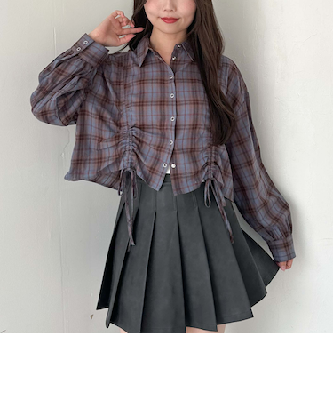 チェックショートドロストシャツ