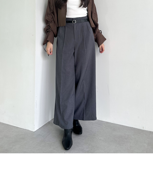 ベルト付タックワイドスラックス