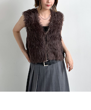 グラデーションロングフェザーニットベスト