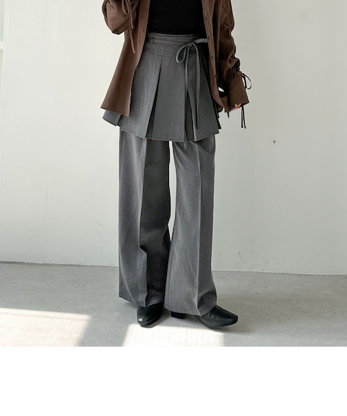 プリーツスカート付レイヤードスラックス