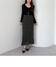 シアーリブニットカーディガン×花柄キャミワンピースＳＥＴ