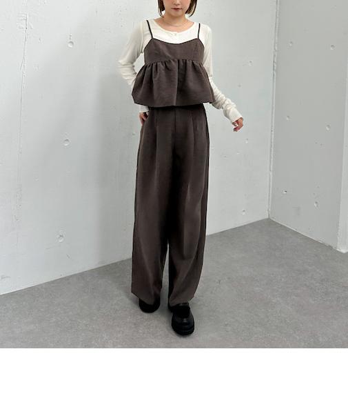 ピーチペプラムビスチェ×ワイドスラックスＳＥＴ