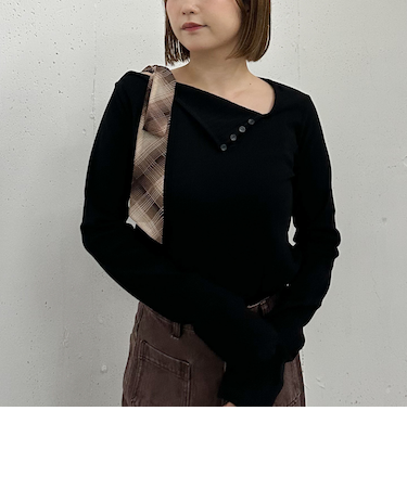 肩リボンワンショルカットＴＯＰＳ