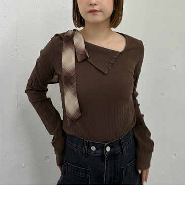肩リボンワンショルカットＴＯＰＳ