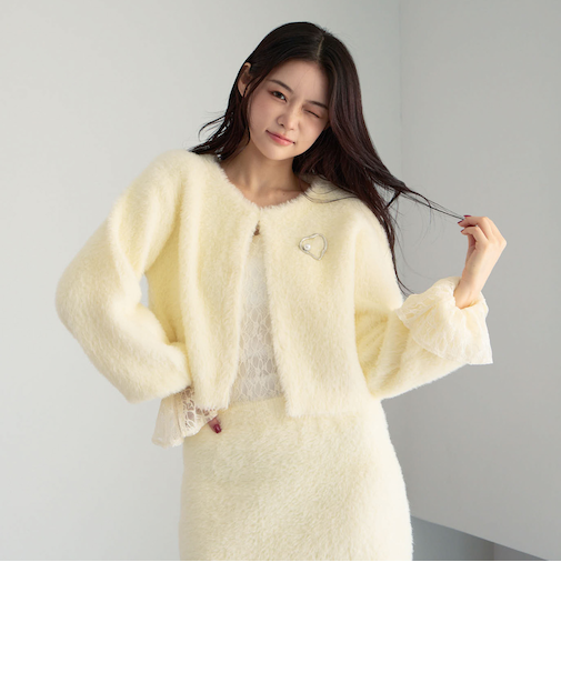 【ＳＥＴＵＰ対応ダブルフェイスフェザーニットカーディガン】