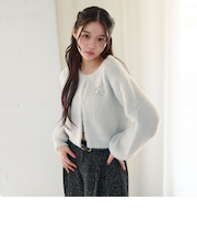 【SETUP対応ダブルフェイスフェザーニットカーディガン】