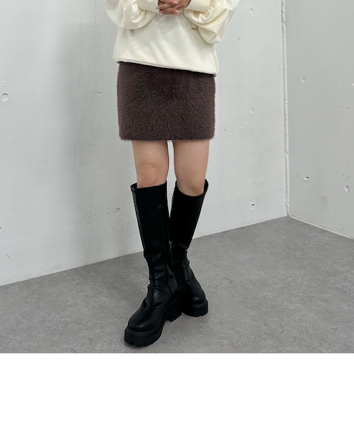 【ＳＥＴＵＰ対応ダブルフェイスフェザーニットミニスカート】