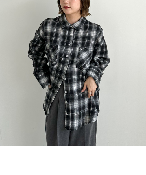 チェックミドルネルシャツ