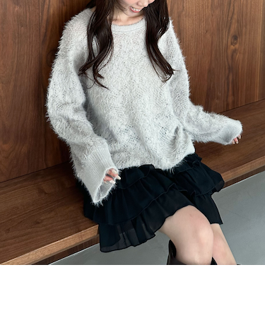 シャギーフラワーＪＱミドルニットプルオーバー