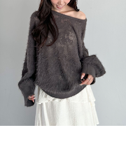 シャギーフラワーＪＱミドルニットプルオーバー