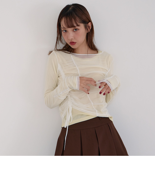 チュールギャザーＴＯＰＳ×シアーＴＯＰＳ　ＳＥＴ