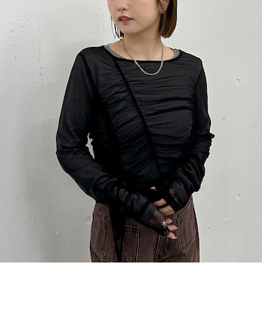 チュールギャザーＴＯＰＳ×シアーＴＯＰＳ　ＳＥＴ