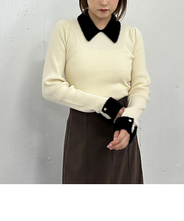 フェザーカラークラシカルリブニット／