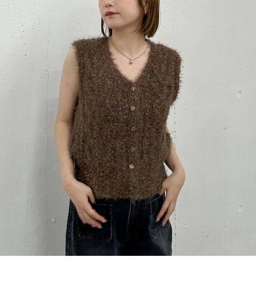 ＭＩＸヤーンケーブルニットベスト