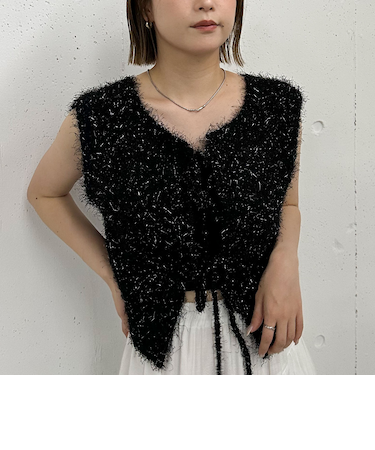 ラメフェザーニットベスト／