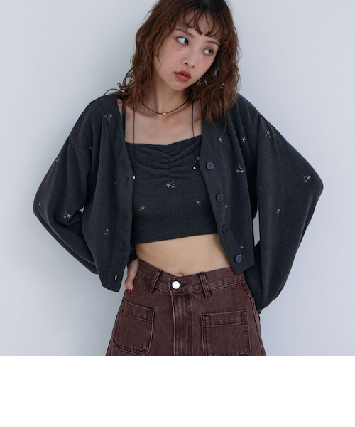 【未使用】　アンサンブルニット　エムズグレイシー　ビジュー　フラワー刺繍　38 未使用】 アンサンブルニット エムズグレイシー ビジュー
