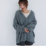 ロングシャギーミドルニットカーディガン