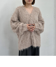 ロングシャギーミドルニットカーディガン