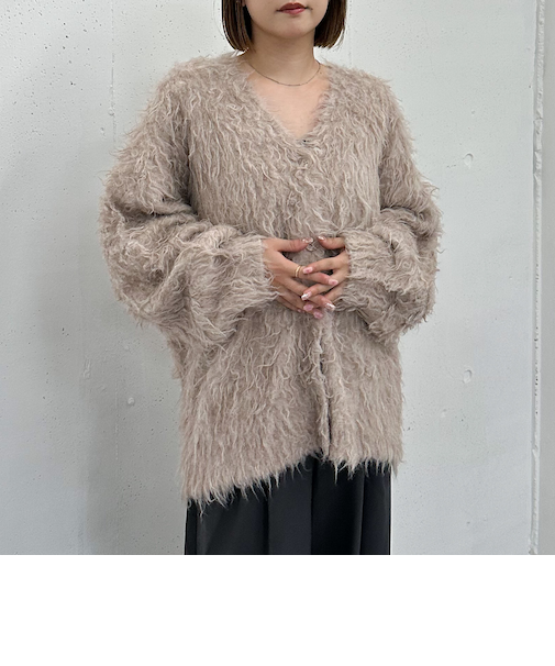 ロングシャギーミドルニットカーディガン