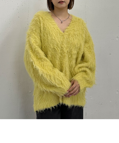 ロングシャギーミドルニットカーディガン