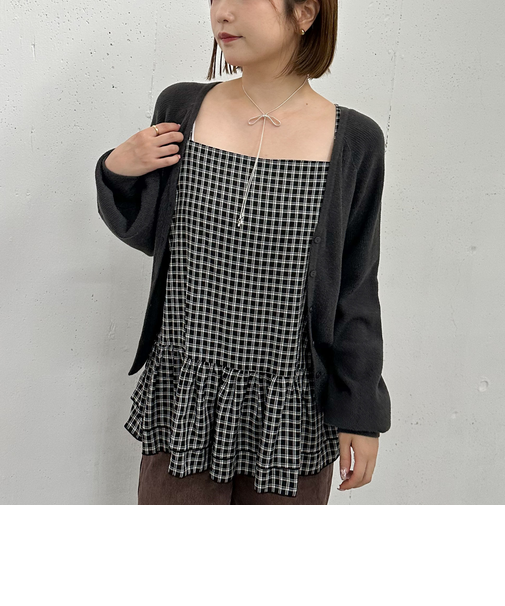 片畦ニットＣＤ×チェックキャミチュニックＳＥＴ
